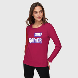 Лонгслив хлопковый женский Twitch Gamer, цвет: маджента — фото 2