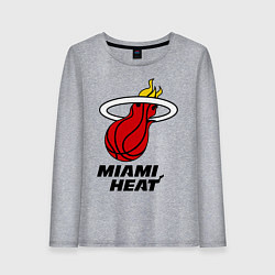 Лонгслив хлопковый женский Miami Heat-logo, цвет: меланж