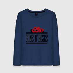 Лонгслив хлопковый женский Guns n Roses: rose, цвет: тёмно-синий