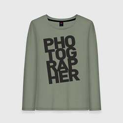 Лонгслив хлопковый женский Фотограф, цвет: авокадо