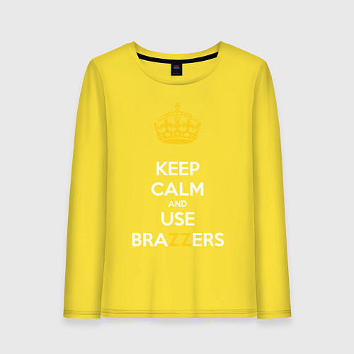 Женский лонгслив Keep Calm & Use Brazzers / Желтый – фото 1