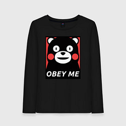 Лонгслив хлопковый женский Kumamon: Obey Me, цвет: черный