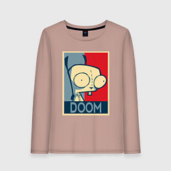 Лонгслив хлопковый женский Doom Zim, цвет: пыльно-розовый