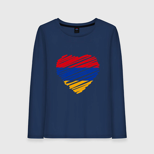Женский лонгслив Сердце Армении / Тёмно-синий – фото 1