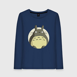 Лонгслив хлопковый женский Тоторо удивленный, цвет: тёмно-синий