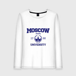 Лонгслив хлопковый женский MGU Moscow University, цвет: белый