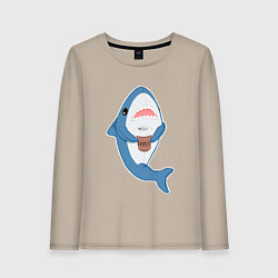 Лонгслив хлопковый женский Hype Shark, цвет: миндальный