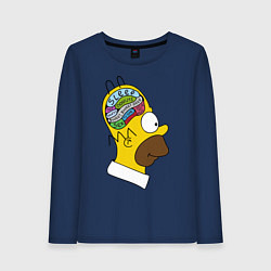 Лонгслив хлопковый женский Мозг Гомера, цвет: тёмно-синий