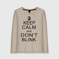 Лонгслив хлопковый женский Keep Calm & Don't Blink, цвет: миндальный