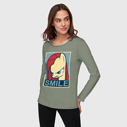 Лонгслив хлопковый женский MLP: Smile, цвет: авокадо — фото 2