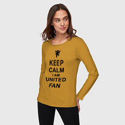 Лонгслив хлопковый женский Keep Calm & United fan, цвет: горчичный — фото 2