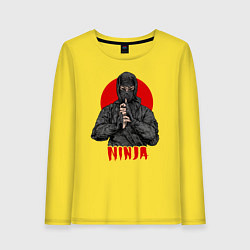 Лонгслив хлопковый женский Sun Ninja, цвет: желтый