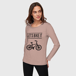 Лонгслив хлопковый женский Lets bike it, цвет: пыльно-розовый — фото 2