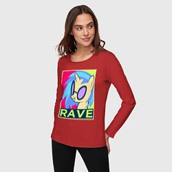 Лонгслив хлопковый женский DJ Pon-3 RAVE, цвет: красный — фото 2