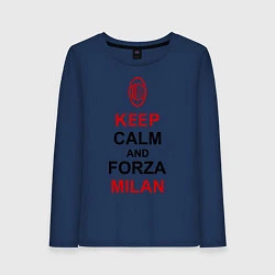 Лонгслив хлопковый женский Keep Calm & Forza Milan, цвет: тёмно-синий