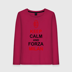 Лонгслив хлопковый женский Keep Calm & Forza Milan, цвет: маджента