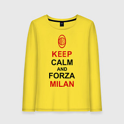 Лонгслив хлопковый женский Keep Calm & Forza Milan, цвет: желтый