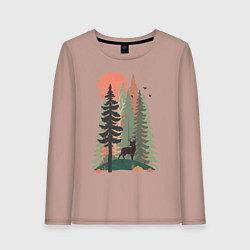 Лонгслив хлопковый женский Forest Adventure, цвет: пыльно-розовый