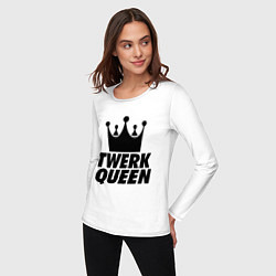 Лонгслив хлопковый женский Twerk Queen, цвет: белый — фото 2