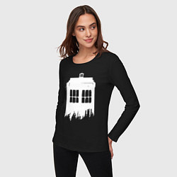 Лонгслив хлопковый женский Тардис white - Доктор Кто, цвет: черный — фото 2
