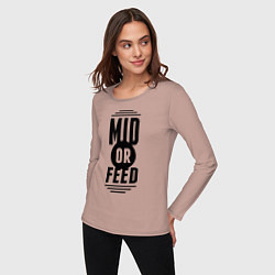 Лонгслив хлопковый женский Mid or feed, цвет: пыльно-розовый — фото 2