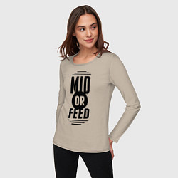 Лонгслив хлопковый женский Mid or feed, цвет: миндальный — фото 2