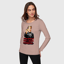 Лонгслив хлопковый женский Gatsby: You Speak, цвет: пыльно-розовый — фото 2