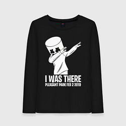 Лонгслив хлопковый женский Marshmello: I was there, цвет: черный