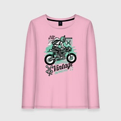 Лонгслив хлопковый женский Vintage Moto, цвет: светло-розовый