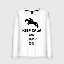 Лонгслив хлопковый женский Keep Calm & Jump On, цвет: белый