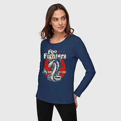 Лонгслив хлопковый женский Foo Fighters: FF Snake, цвет: тёмно-синий — фото 2