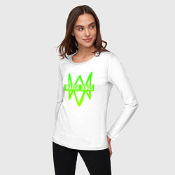 Лонгслив хлопковый женский Watch Dogs: Green Logo, цвет: белый — фото 2