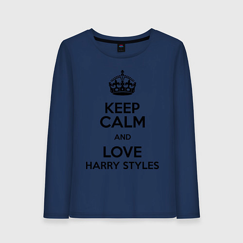 Женский лонгслив Keep Calm & Love Harry Styles / Тёмно-синий – фото 1