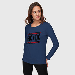 Лонгслив хлопковый женский AC/DC Voltage, цвет: тёмно-синий — фото 2