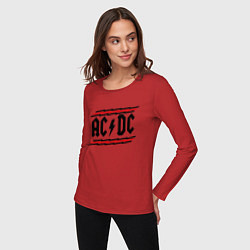 Лонгслив хлопковый женский AC/DC Voltage, цвет: красный — фото 2
