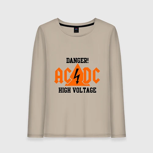 Женский лонгслив AC/DC: High Voltage / Миндальный – фото 1