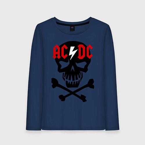 Женский лонгслив AC/DC Skull / Тёмно-синий – фото 1