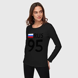 Лонгслив хлопковый женский RUS 95, цвет: черный — фото 2
