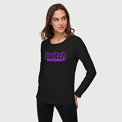 Лонгслив хлопковый женский Twitch Logo, цвет: черный — фото 2