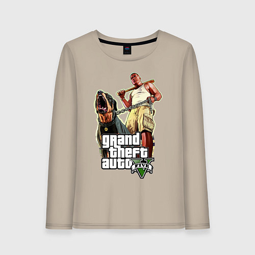 Женский лонгслив GTA 5: Man & Dog / Миндальный – фото 1