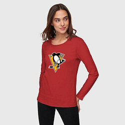 Лонгслив хлопковый женский Pittsburgh Penguins: Evgeni Malkin, цвет: красный — фото 2