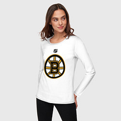Лонгслив хлопковый женский Boston Bruins NHL, цвет: белый — фото 2