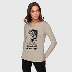 Лонгслив хлопковый женский Catch me if you can, цвет: миндальный — фото 2