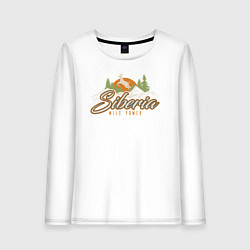Лонгслив хлопковый женский Сибирь Дикая сила, цвет: белый
