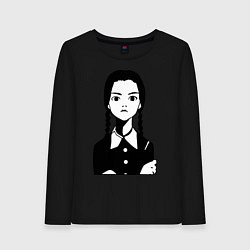 Лонгслив хлопковый женский Wednesday Addams, цвет: черный