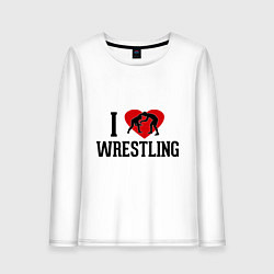 Лонгслив хлопковый женский I love wrestling, цвет: белый