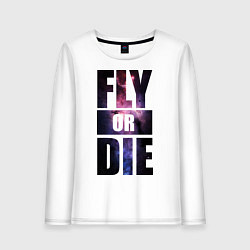 Лонгслив хлопковый женский Fly or Die: Space, цвет: белый