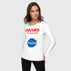 Лонгслив хлопковый женский Nasa Mars mission, цвет: белый — фото 2
