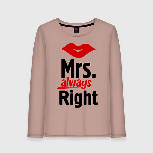 Женский лонгслив Mrs. always right / Пыльно-розовый – фото 1