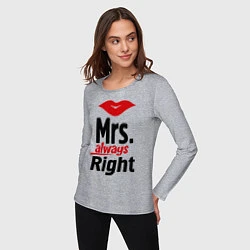 Лонгслив хлопковый женский Mrs. always right, цвет: меланж — фото 2